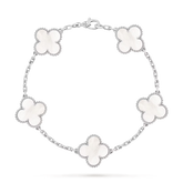 VCA-Vintage Alhambra bracelet, 5 motifs-white