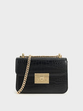 Charles & Ke*th - Alva Croc-Effect Chain Strap Crossbody Bag - Black