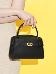 Aubrielle Belted Top Handle Bag - RED حقيبة أوبرييل بحزام ومقبض علوي – أحمر