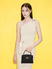 Aubrielle Belted Top Handle Bag - RED حقيبة أوبرييل بحزام ومقبض علوي – أحمر