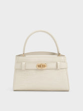 Charles & Ke*th - Aubrielle Croc-Effect Top Handle Bag - Ivory