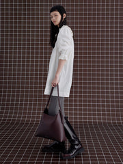 Hertha Slouchy Trapeze Shoulder Bag – Deep Burgundy