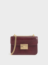 Charles & Ke*th - Croc-Effect Boxy Chain Strap Bag - burgundy