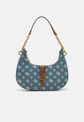 Gues* - Kuba top zip shoulder bag- Handbag - denim logo