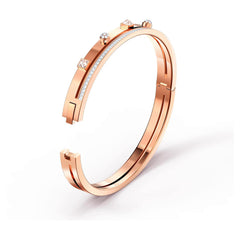 Swar*vski -Crystal Thrilling Bangle, White, Rose-Gold Tone Plated 5555746 (Size M)