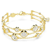 Swar*vski -Imber wide bracelet, Round cut, White, Gold-tone plated-5680095