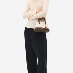 Pedr*-Lucia Canvas Handbag - Dark Brown Canvas