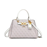 Gues* - Malva Girlfriend Black Satchel Bag - LIGHT PINK MULTI