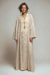 Elegant Ivory Embroidered Abaya | عباية مطرزة عاجية أنيقة