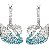 Swar*vski - Iconic Swan Pierced Earrings, Blue, Rhodium Plated 5512577