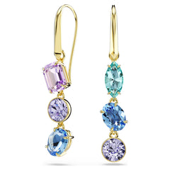 Swar*vski -Gema drop earrings Asymmetrical design, Mixed cuts, Multicolored, 18K gold finish-5747917