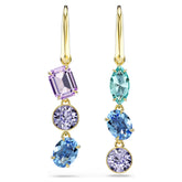 Swar*vski -Gema drop earrings Asymmetrical design, Mixed cuts, Multicolored, 18K gold finish-5747917