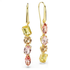 Swar*vski -Gema drop earrings Asymmetrical design, Mixed cuts, Pink, 18K gold finish-5737454