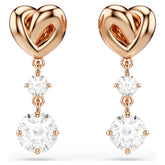 Swar*vski - Lifelong Heart drop earrings Heart, White, 18K rose gold finish-5517942