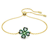 Swar*vski -Idyllia bracelet Mixed cuts, Clover, Green, Gold-tone plated-5666585