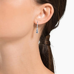 Swar*vski -Stilla Attract hoop earrings Round cut, White, Rhodium plated-5416155