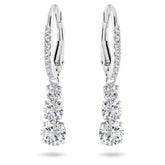 Swar*vski -Stilla Attract hoop earrings Round cut, White, Rhodium plated-5416155