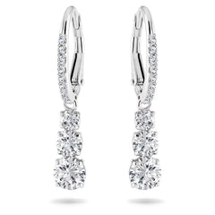 Swar*vski -Stilla Attract hoop earrings Round cut, White, Rhodium plated-5416155