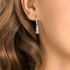 Swar*vski -Stilla Attract hoop earrings Round cut, White, Rhodium plated-5416155