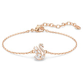 Swar*vski -Swan bracelet Mixed cuts, Swan, White, 18K rose gold finish-5738202