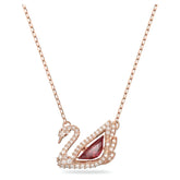 Swar*vski -Swan pendant Swan, Red, Rose gold-tone plated-5614123