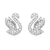 Swar*vski -Swan stud earrings Swan, White, Rhodium plated-5647873
