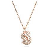 Swar*vski -Swan pendant Swan, Small, White, Rose gold-tone plated-5647555
