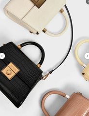 Charles & Ke*th - Croc-Effect Structured Bag - Black