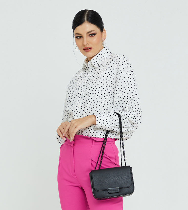 Charles & Ke*th - Double Chain Link Crossbody Bag - Black