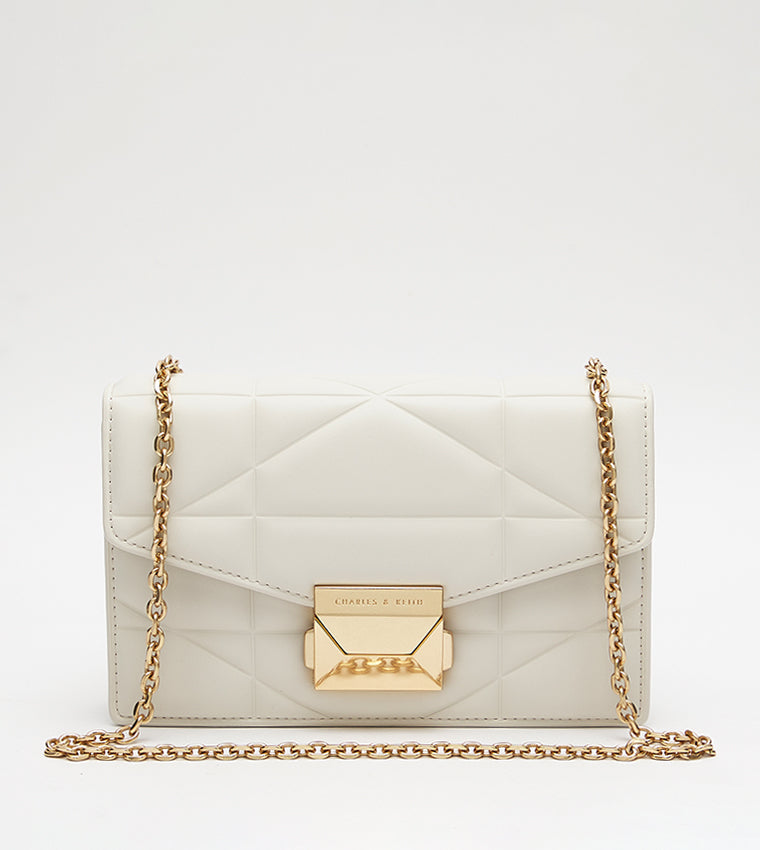 Charles & Ke*th - Blanche Chevron Chain Handle Bag - White