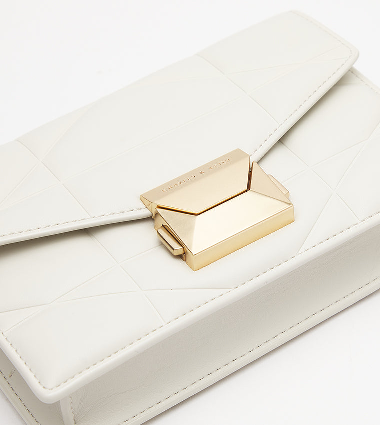 Charles & Ke*th - Blanche Chevron Chain Handle Bag - White