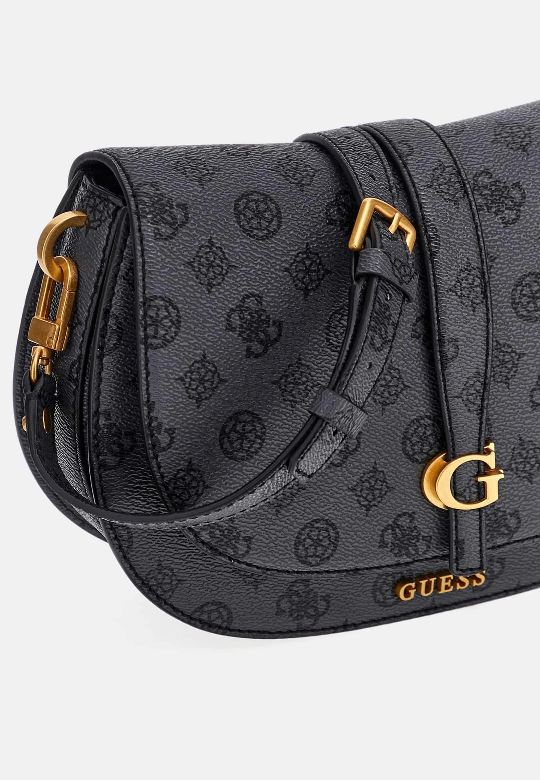 Gues* - Kuba Mini Crossbody Flap XS Logo- CHARCOAL