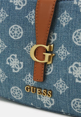 Gues* - Kuba top zip shoulder bag- Handbag - denim logo