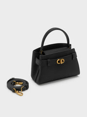 Aubrielle Belted Top Handle Bag - RED حقيبة أوبرييل بحزام ومقبض علوي – أحمر