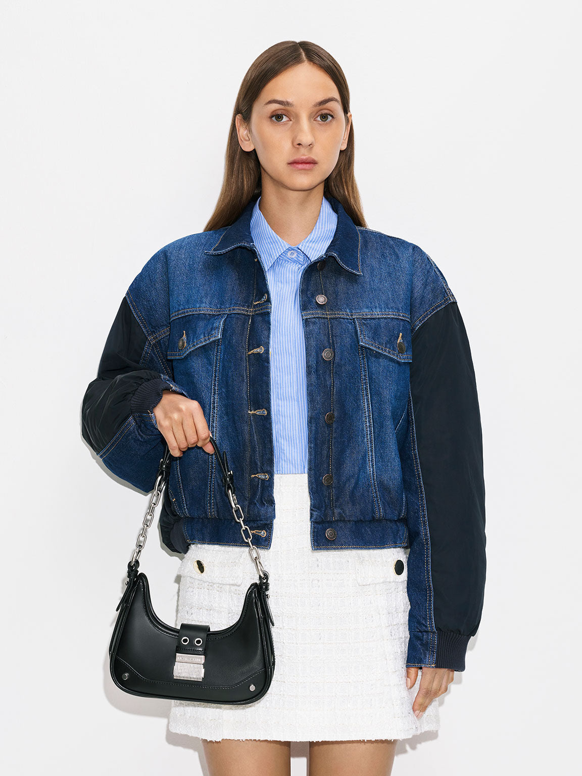 Charles & Ke*th - Winslet Canvas Belted Hobo Bag - Black