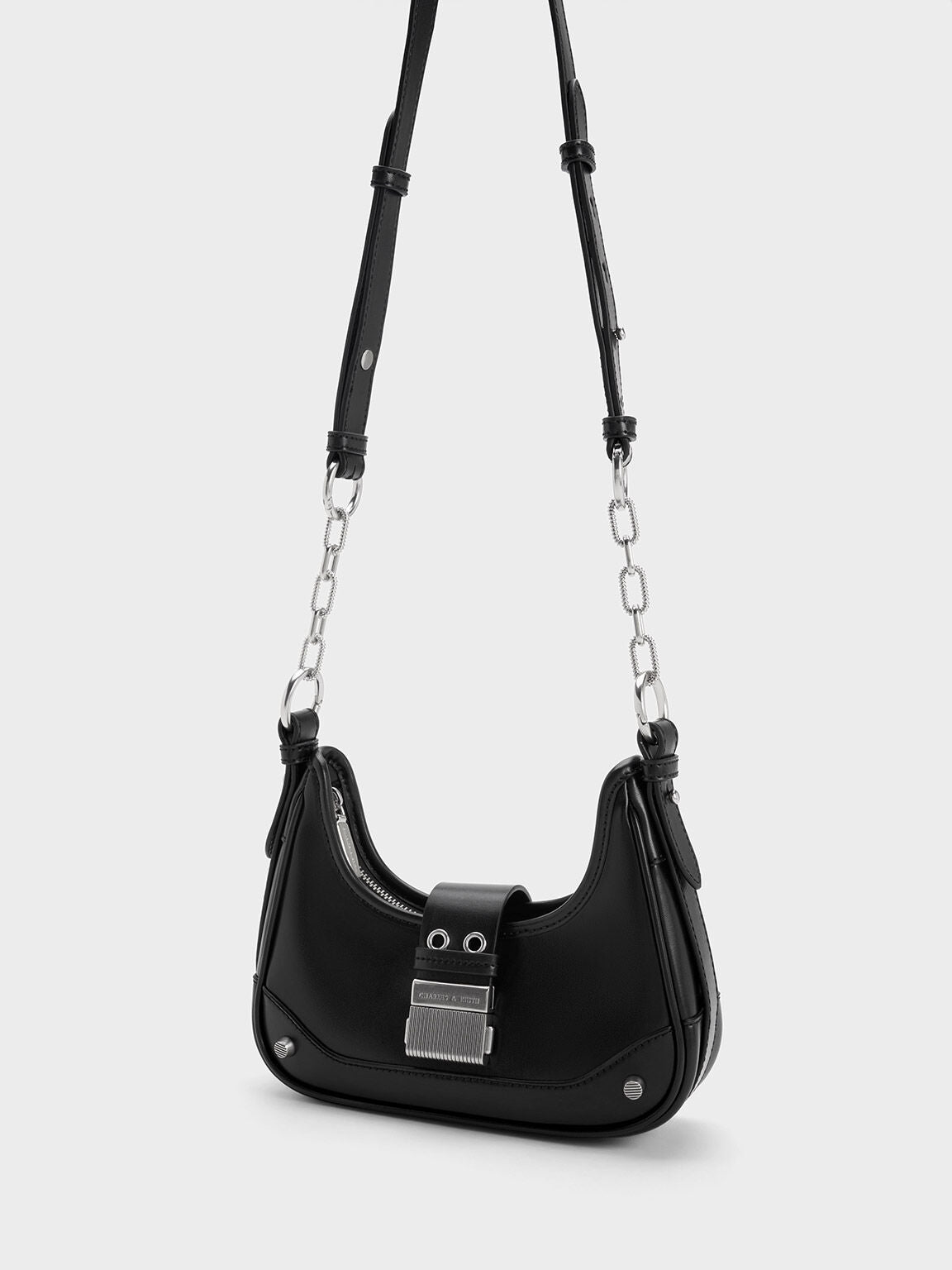 Charles & Ke*th - Winslet Canvas Belted Hobo Bag - Black