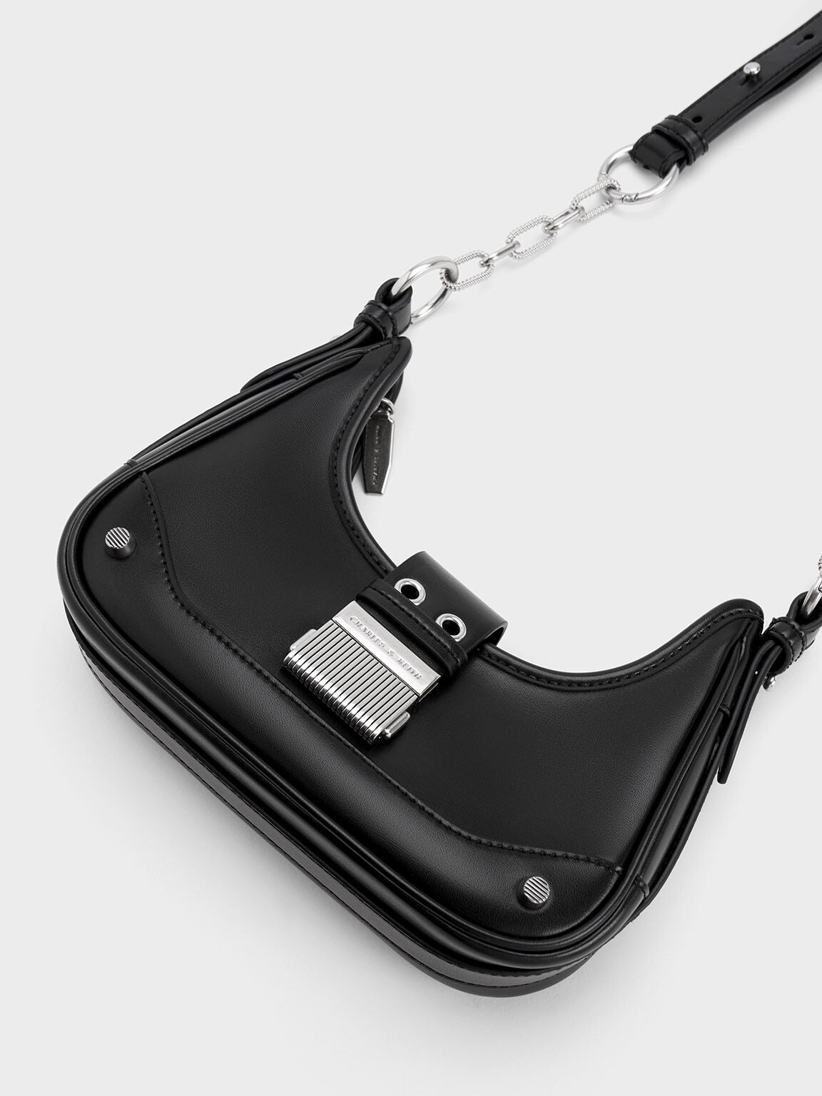 Charles & Ke*th - Winslet Canvas Belted Hobo Bag - Black