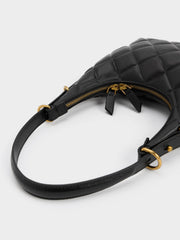 Charles & Ke*th - Swing Padlock Quilted Crescent Bag - Black