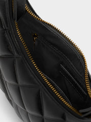 Charles & Ke*th - Swing Padlock Quilted Crescent Bag - Black