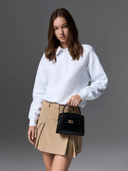 Charles & Ke*th - Aubrielle Croc-Effect Top Handle Bag - Black