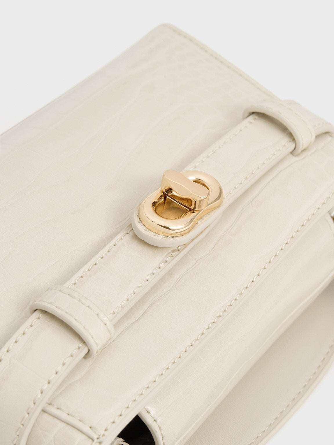 Charles & Ke*th - Aubrielle Croc-Effect Top Handle Bag - Ivory