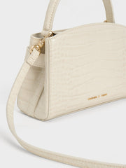 Charles & Ke*th - Aubrielle Croc-Effect Top Handle Bag - Ivory