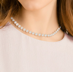 Swar*vski - Una Angelic Tennis necklace - Round Cut - Rose Gold - 5367845