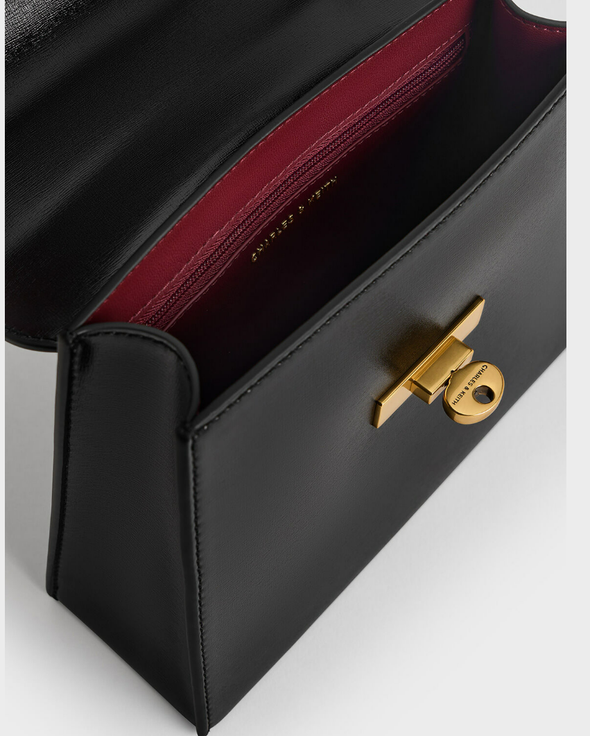 Charles & Ke*th - Samantha Envelope Top Handle Bag - Black