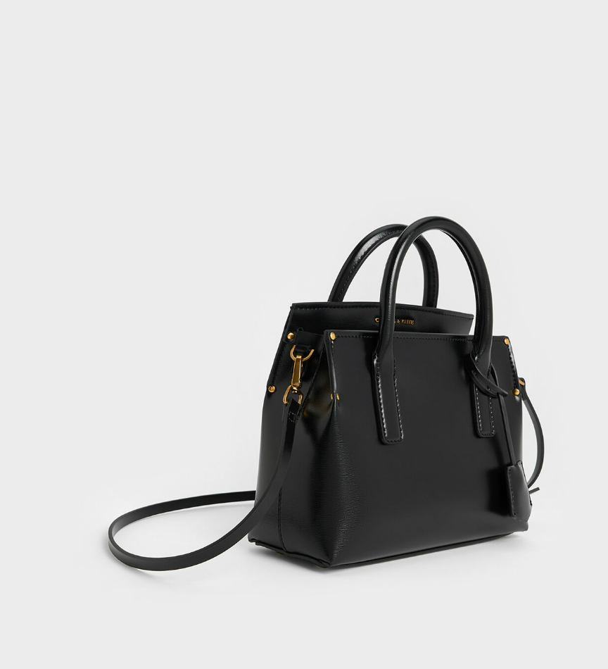 Charles & Ke*th - Rene Structured Top Handle Bag - Black