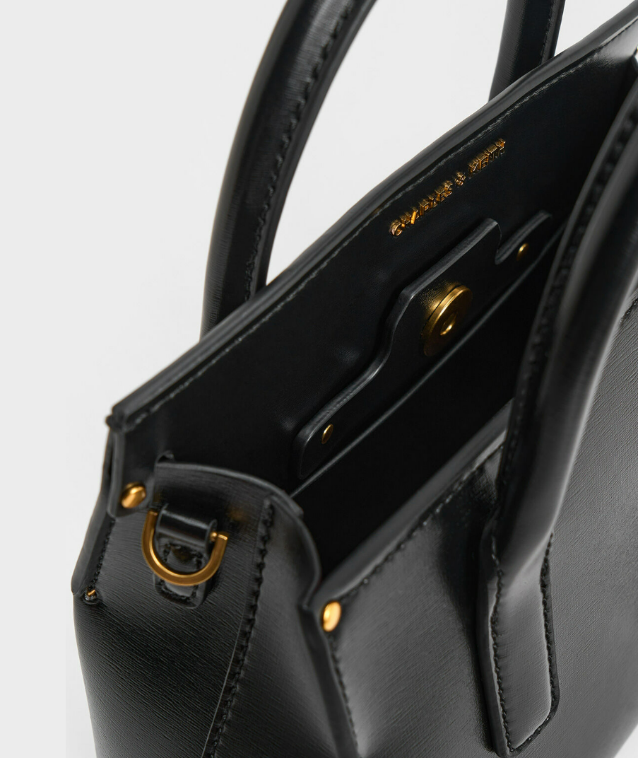 Charles & Ke*th - Rene Structured Top Handle Bag - Black