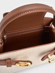 Charles & Ke*th - Aubrielle Canvas Two-Tone Top Handle Bag - Taupe Canvas