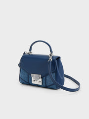 تشارلز آند كيث - حقيبة يودورا دينم شيفرون بمقبض علوي - أزرق دينم (إعلان) 