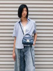 تشارلز آند كيث - حقيبة يودورا دينم شيفرون بمقبض علوي - أزرق دينم (إعلان) 