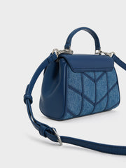 تشارلز آند كيث - حقيبة يودورا دينم شيفرون بمقبض علوي - أزرق دينم (إعلان) 